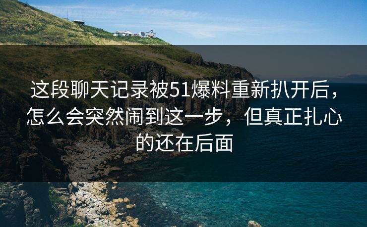 这段聊天记录被51爆料重新扒开后，怎么会突然闹到这一步，但真正扎心的还在后面