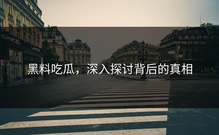 黑料吃瓜，深入探讨背后的真相