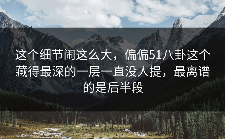 这个细节闹这么大，偏偏51八卦这个藏得最深的一层一直没人提，最离谱的是后半段