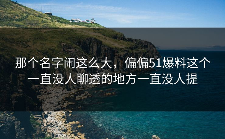 那个名字闹这么大，偏偏51爆料这个一直没人聊透的地方一直没人提