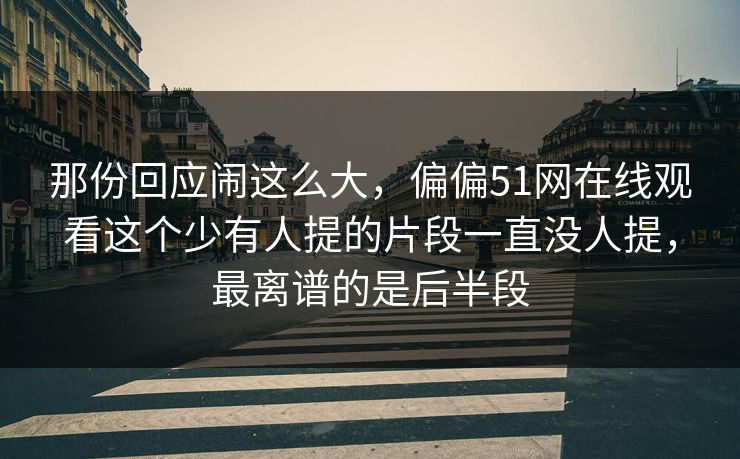 那份回应闹这么大，偏偏51网在线观看这个少有人提的片段一直没人提，最离谱的是后半段