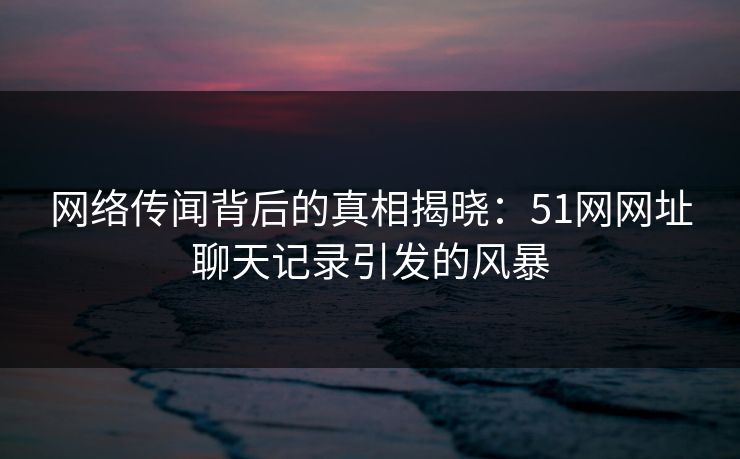 网络传闻背后的真相揭晓：51网网址聊天记录引发的风暴