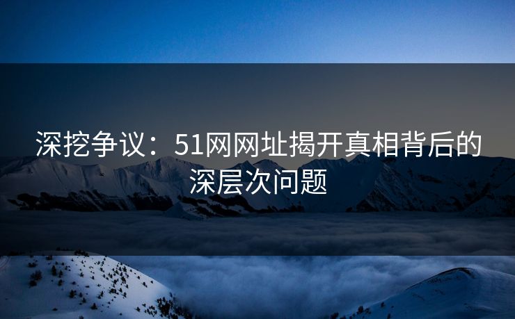 深挖争议：51网网址揭开真相背后的深层次问题